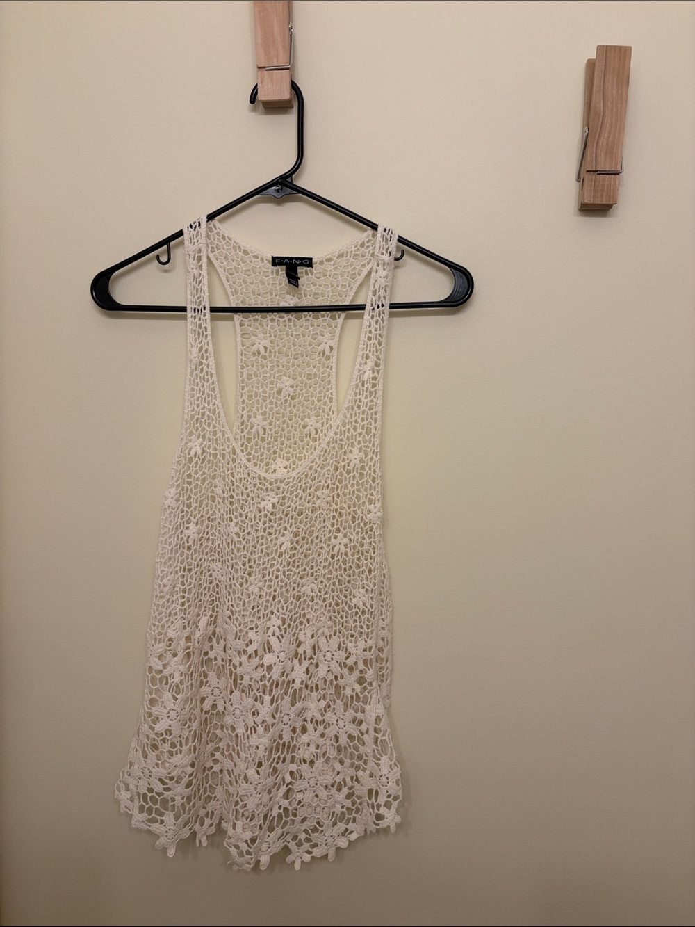 FANG White Crochet Racerback Tank Top